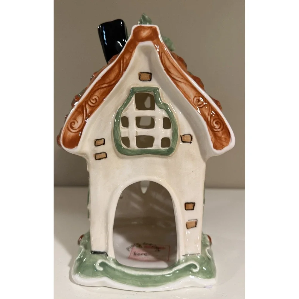 Blue Sky Heather Goldminc Harvest House Ceramic Luminary Candle Holder 10
